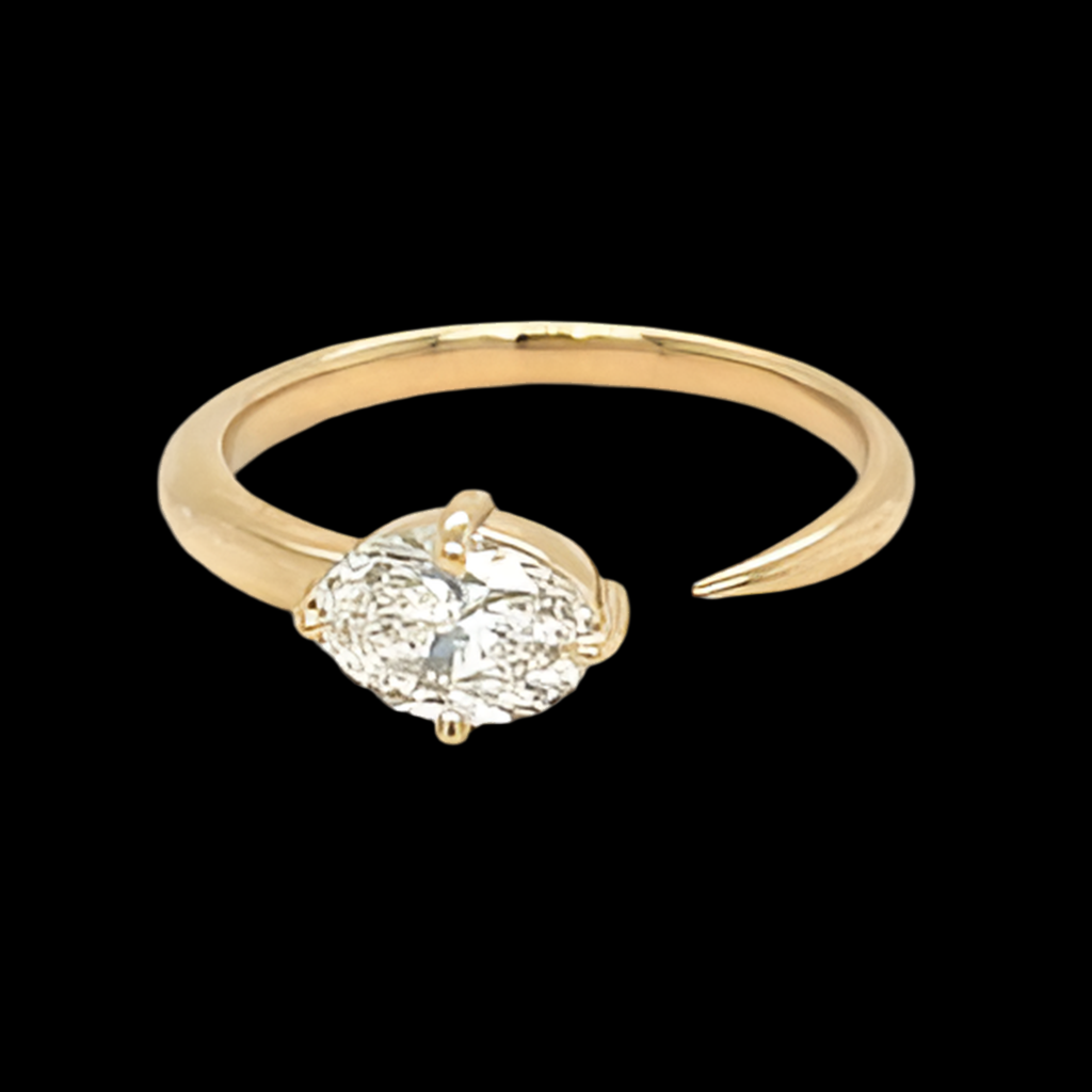 18K Yellow Gold .70ctw Oval Diamond Claw Solitaire Ring GIA