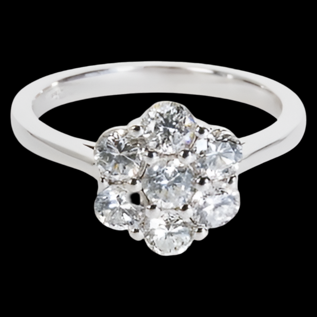 14K WHITE GOLD FLOWER CLUSTER RING WITH 1/2 CTW DIAMONDS