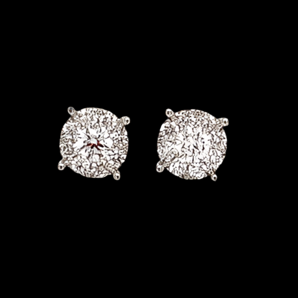14K White Gold 5/8ctw Diamond Cluster Earrings