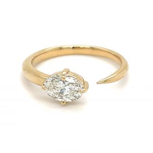 18K Yellow Gold .70ctw Oval Diamond Claw Solitaire Ring GIA