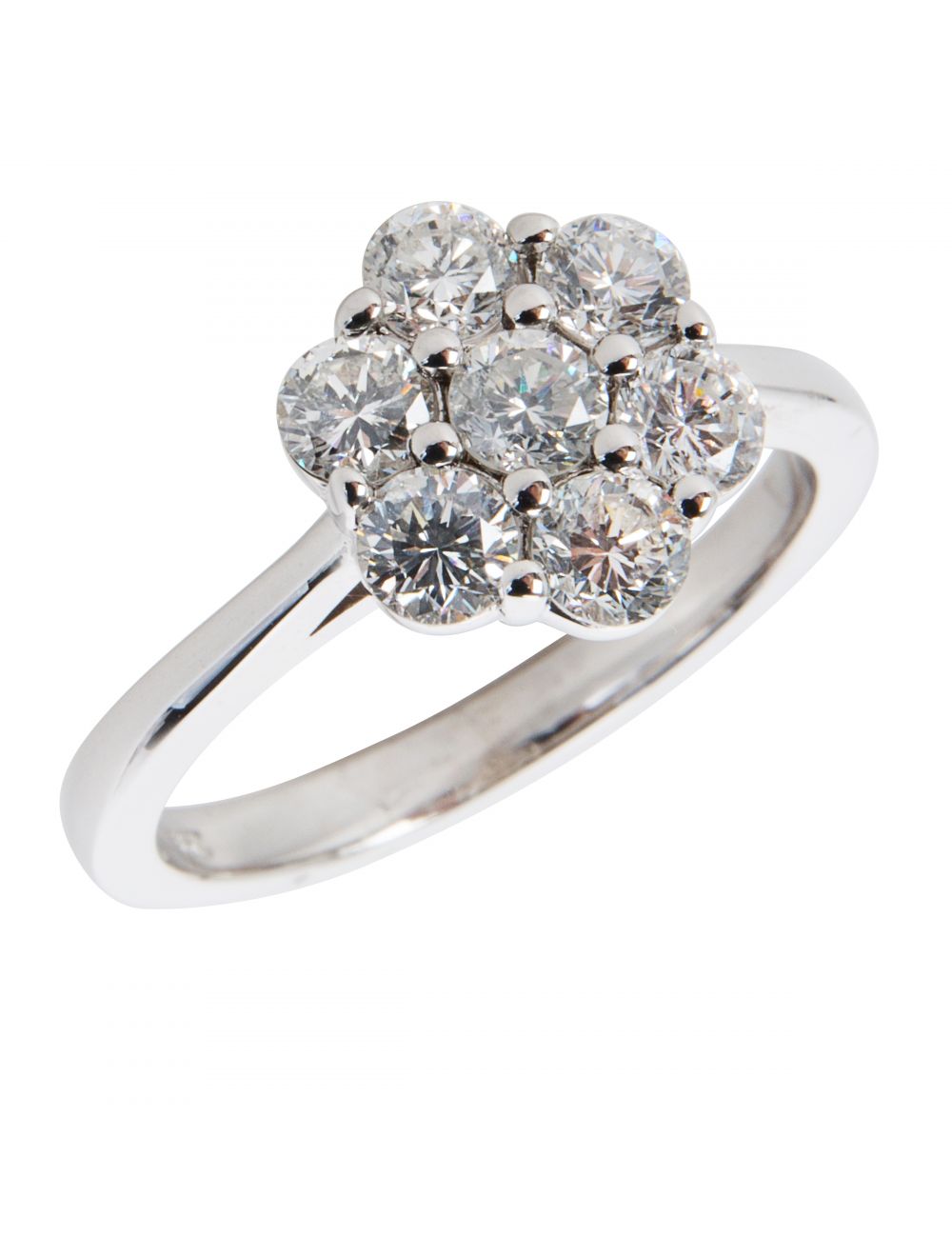 14K WHITE GOLD FLOWER CLUSTER RING WITH 1/2 CTW DIAMONDS