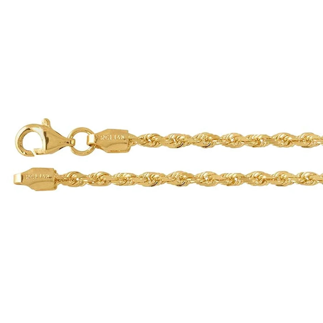 14k Solid Gold Rope Chain 24in