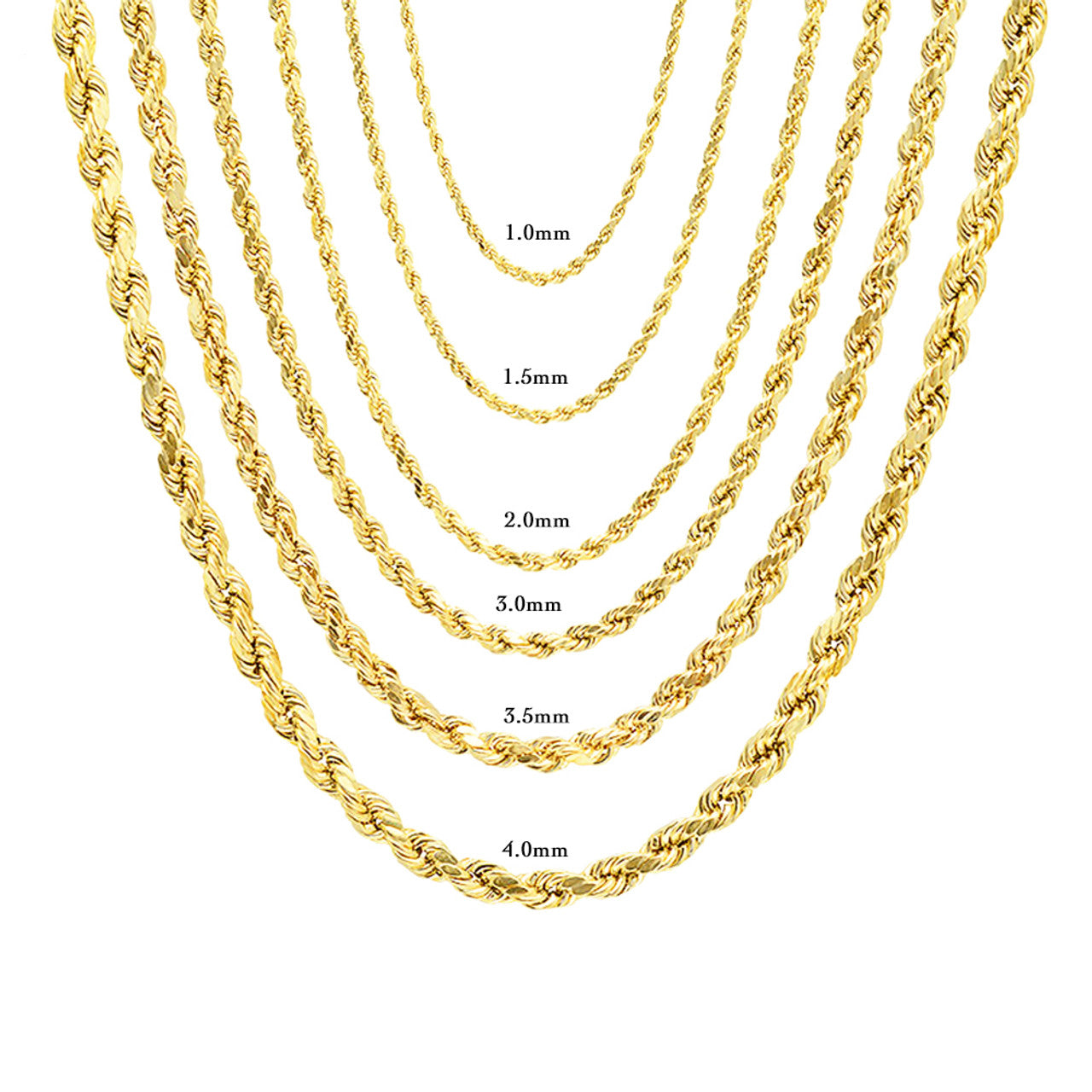 14k Solid Gold Rope Chain 24in