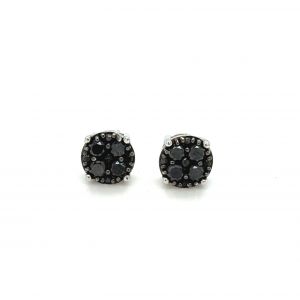 14K White Gold 1/3ctw Black Diamond Composite Earrings