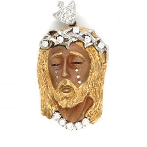 14K Yellow Gold Jesus Pendant