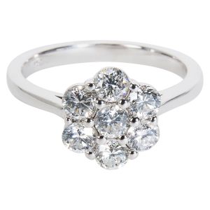 14K WHITE GOLD FLOWER CLUSTER RING WITH 1/2 CTW DIAMONDS