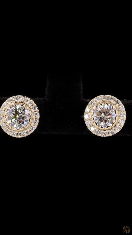 10K Yellow Gold 1/2ctw Diamond Framed Stud Earrings