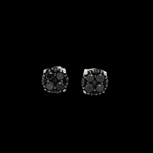 14K White Gold 1/3ctw Black Diamond Composite Earrings