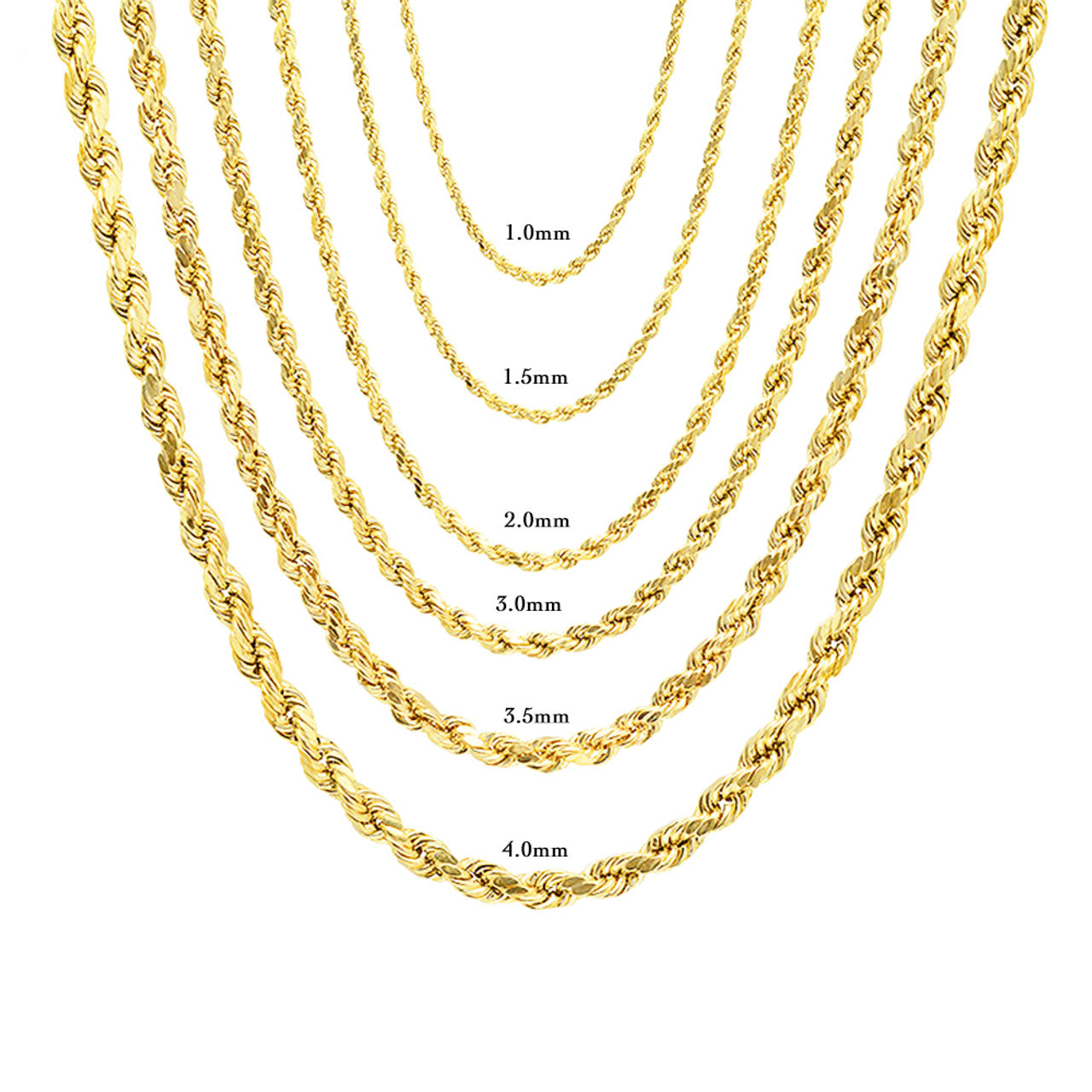 14k Solid Gold rope Rope Chains 20in